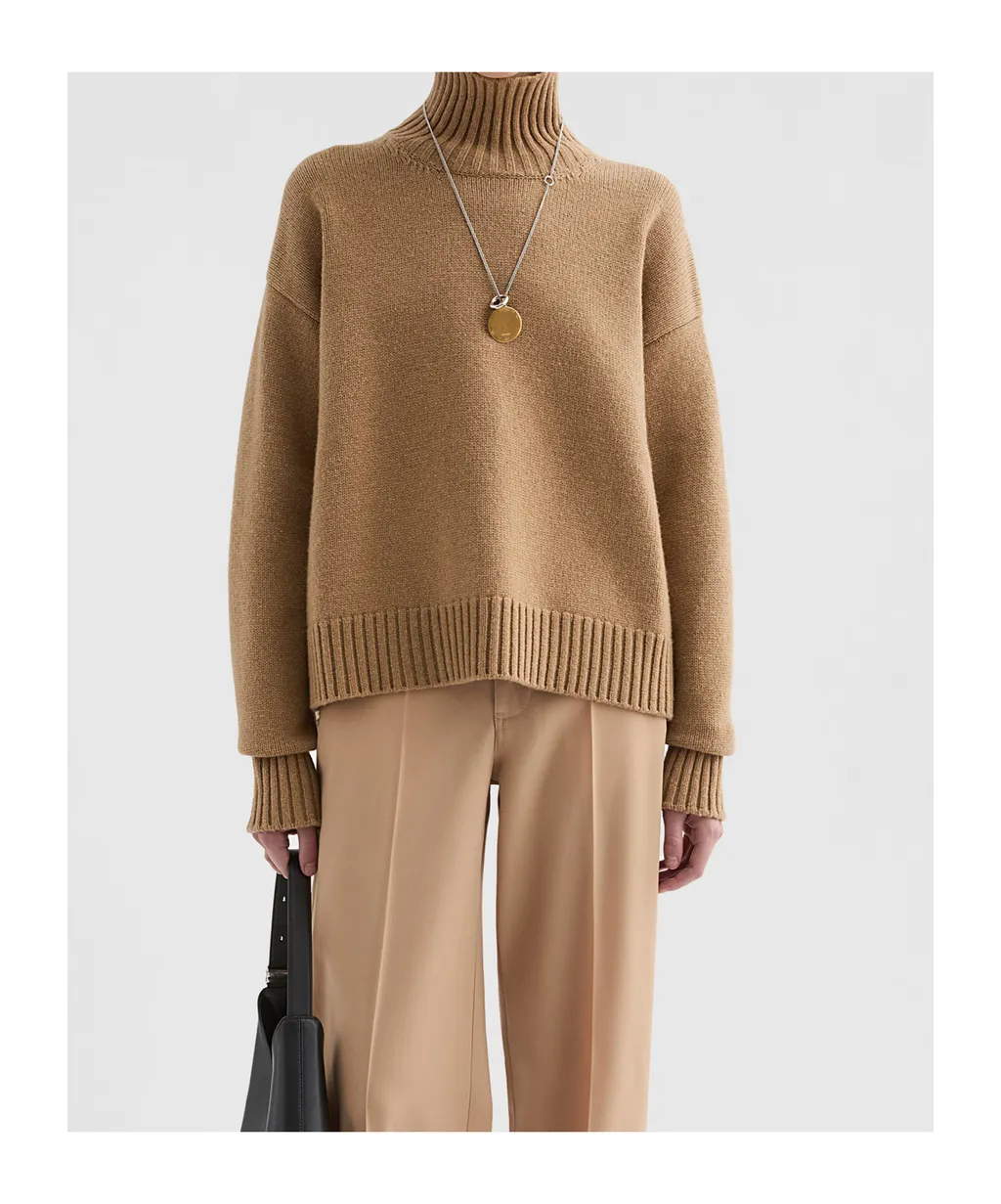 Cashmere Blend High-Neck Sweater