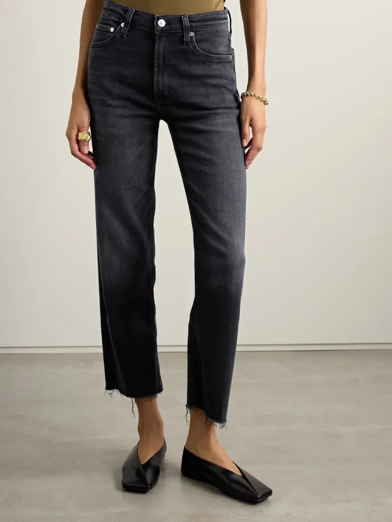 Palma Frayed High-Rise Straight-Leg Jeans
