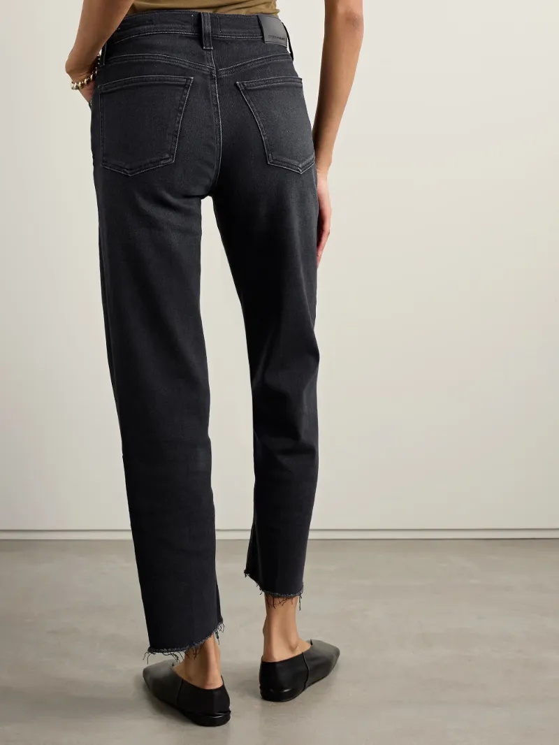 Palma Frayed High-Rise Straight-Leg Jeans
