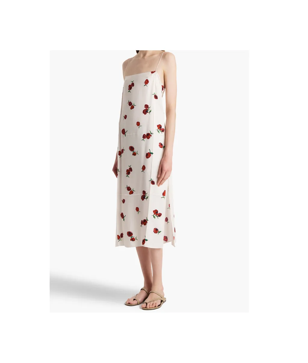 Sicily Dress In Cream With Raspberry Print