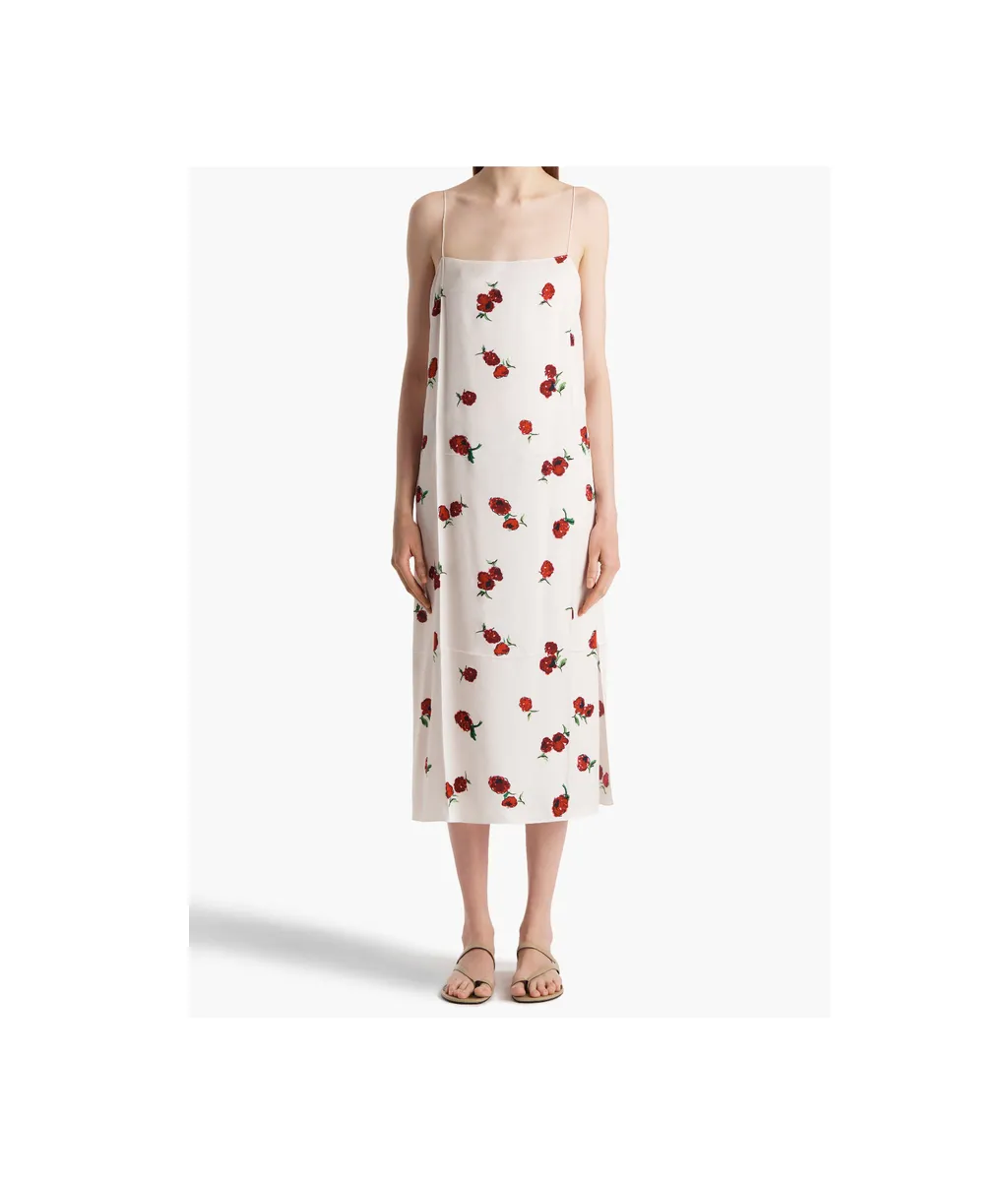 Sicily Dress In Cream With Raspberry Print