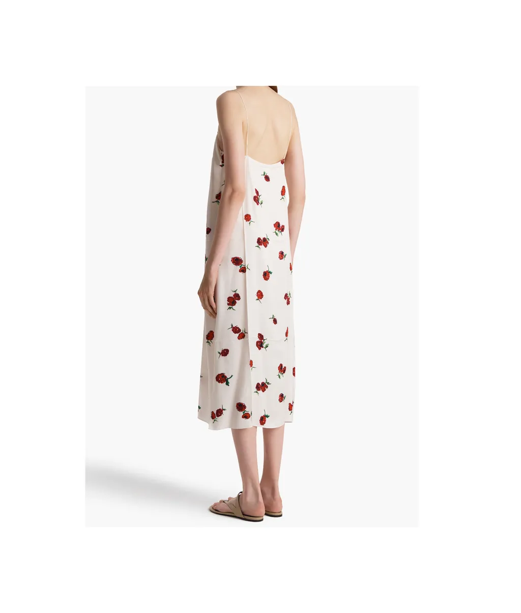 Sicily Dress In Cream With Raspberry Print