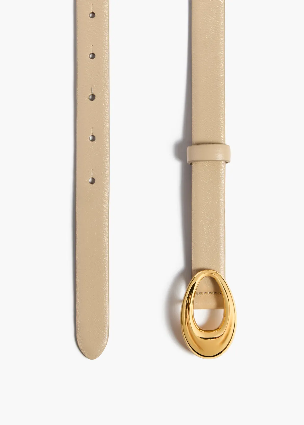Olivia Belt In Beige Leather With Gold