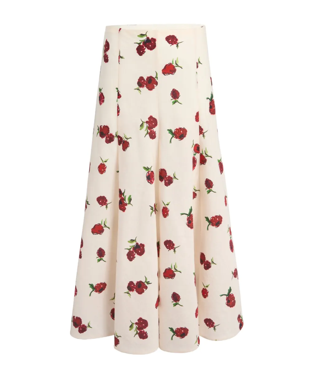 Lenno Floral-Print Pleated Midi Skirt