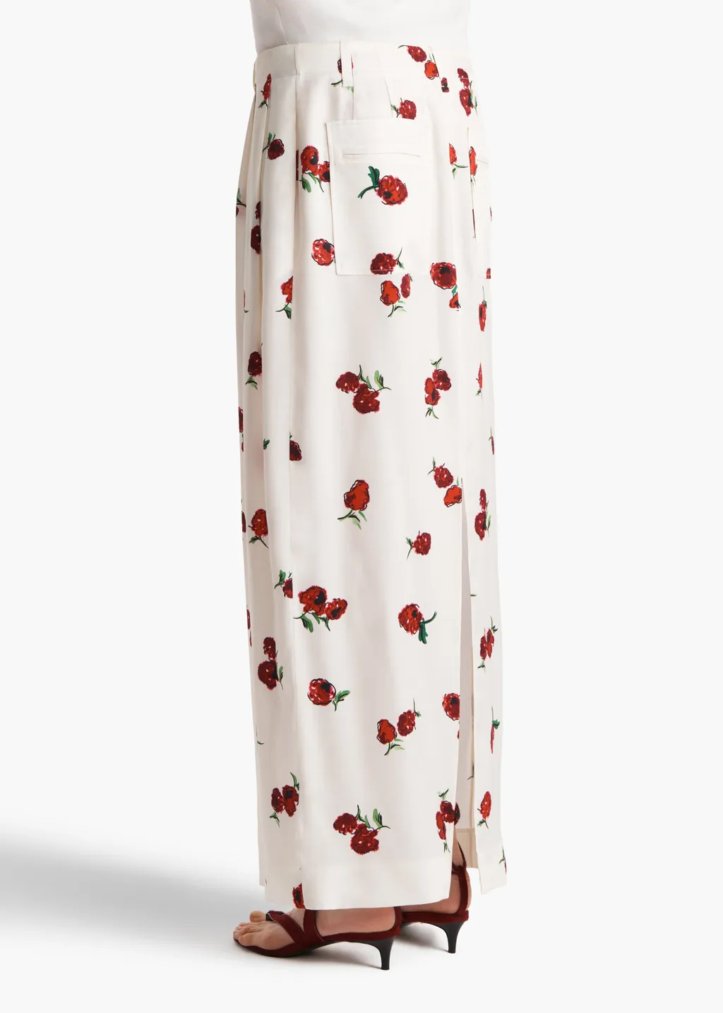 Lucian Skirt In Cream With Raspberry Print