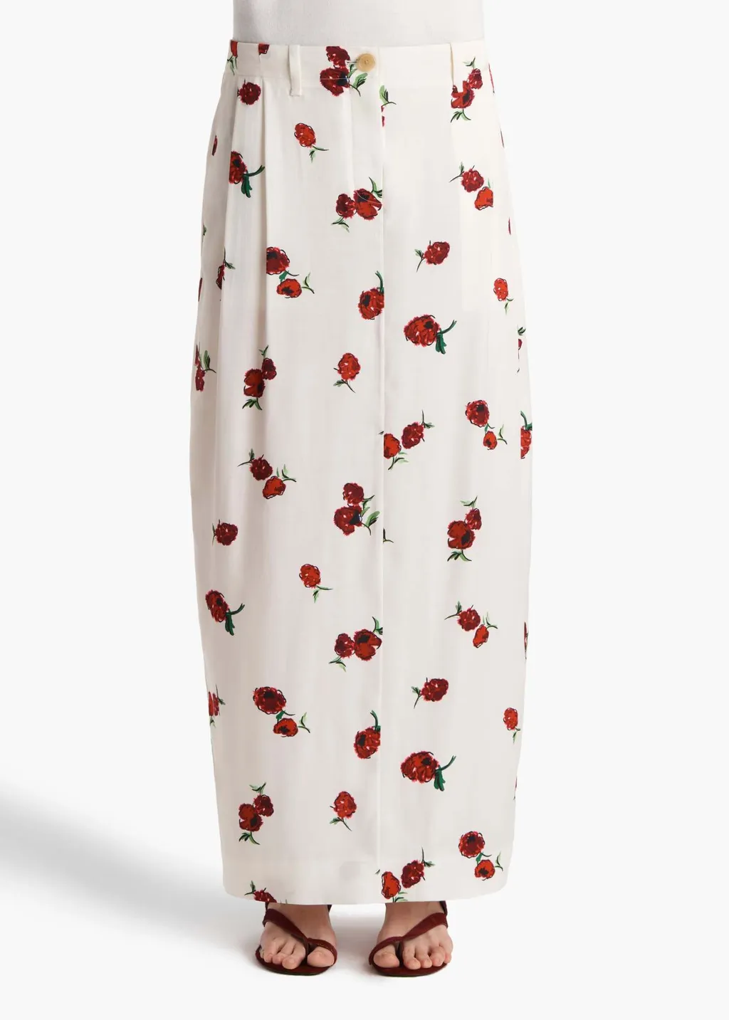 Lucian Skirt In Cream With Raspberry Print