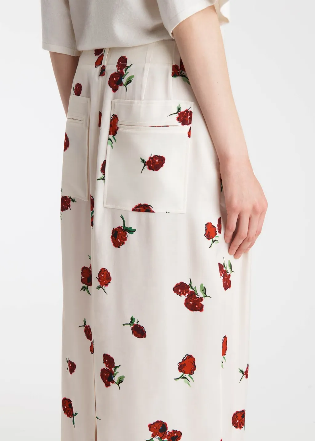 Lucian Skirt In Cream With Raspberry Print