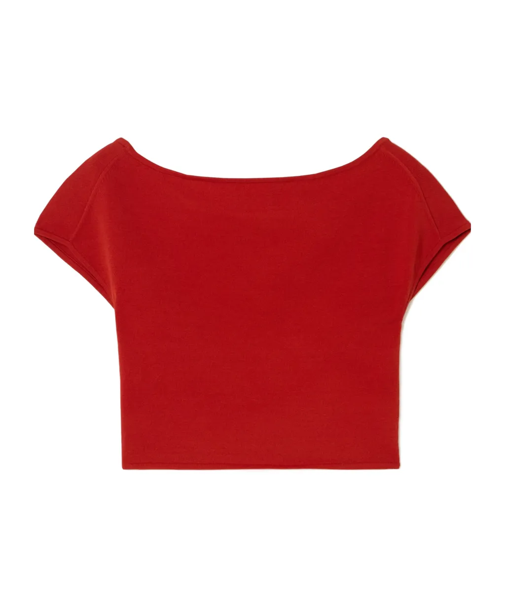 Polly Boat-Neck Short-Sleeve Top