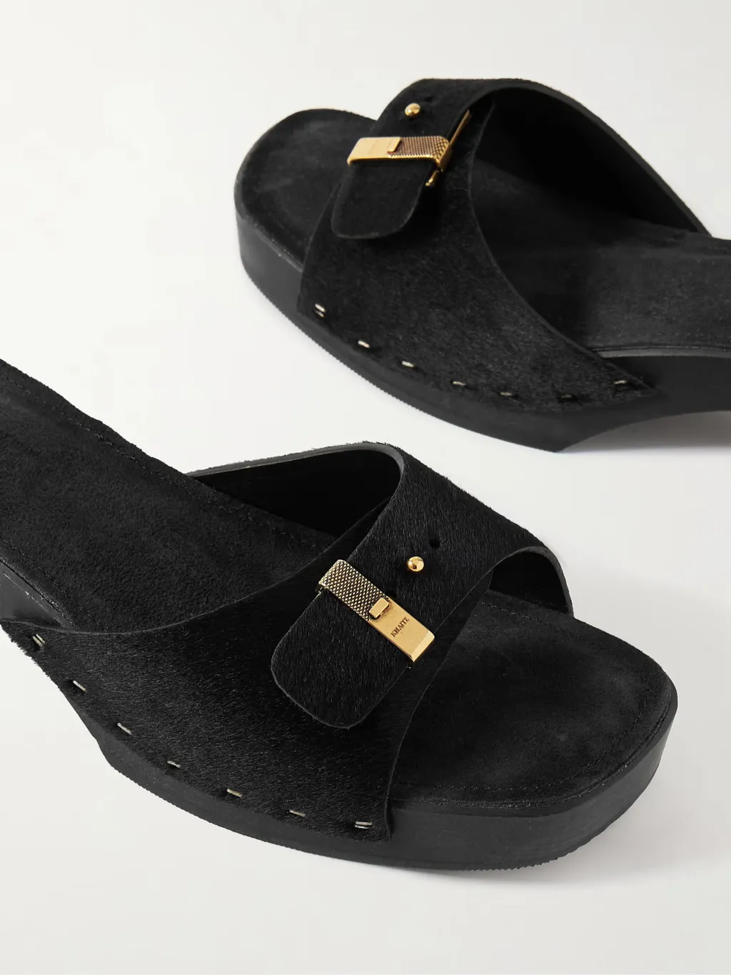 Britt Clog Haircalf Buckle Mules