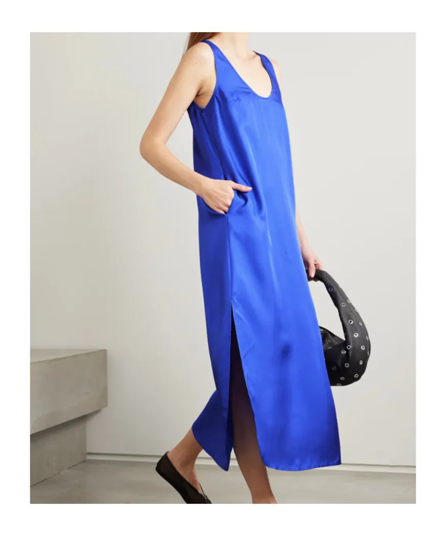 Scoop-Neck Side-Vent Maxi Dress