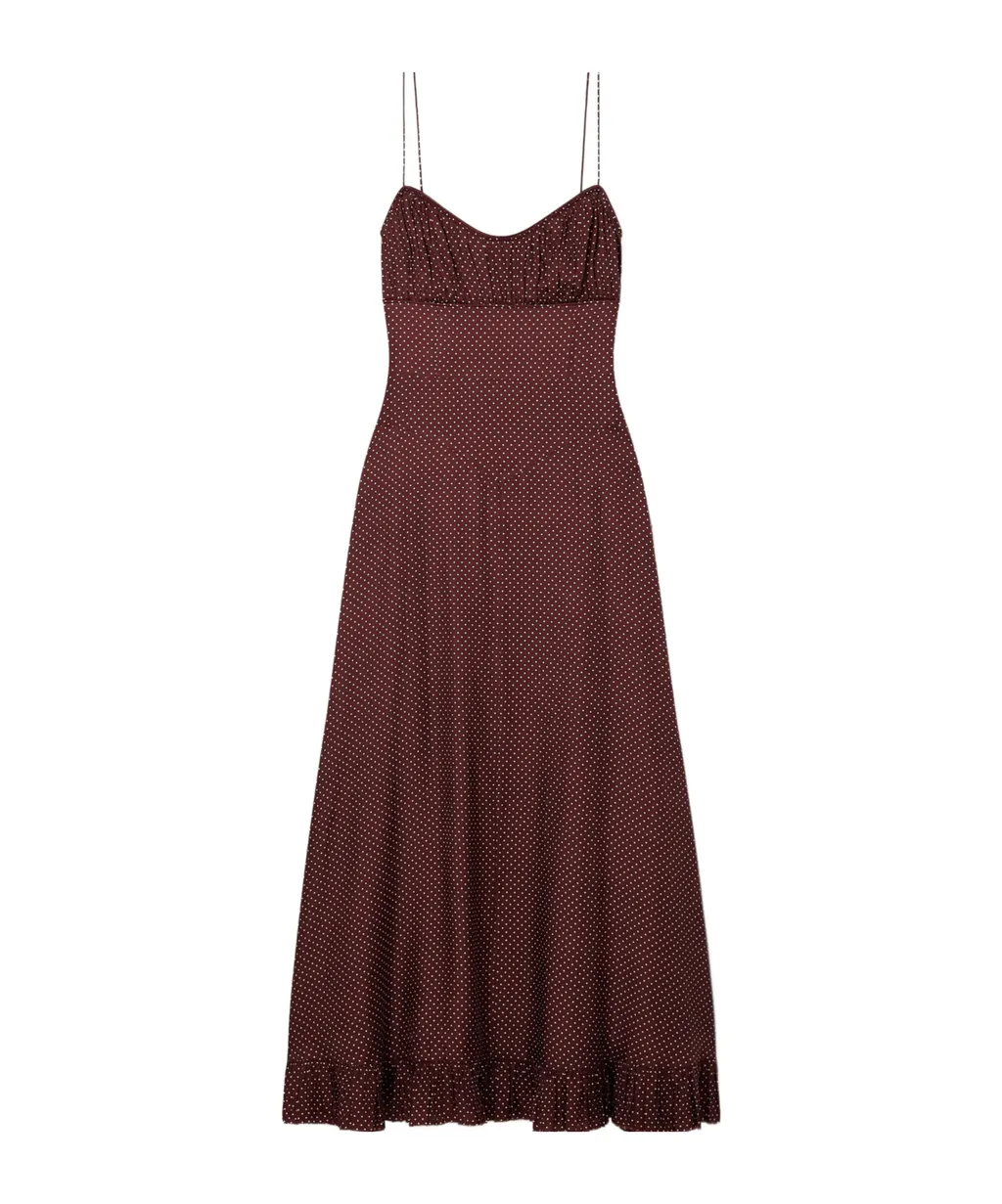 Rosaria Gathered Polka-Dot Silk-Blend Midi Dress
