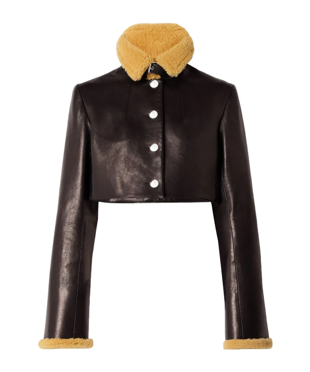 Jodie Shearling-Trim Button Jacket