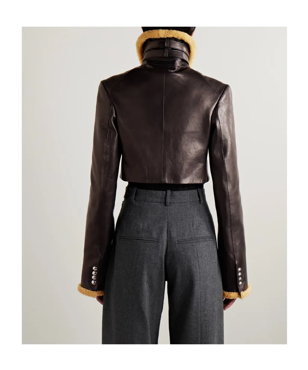 Jodie Shearling-Trim Button Jacket