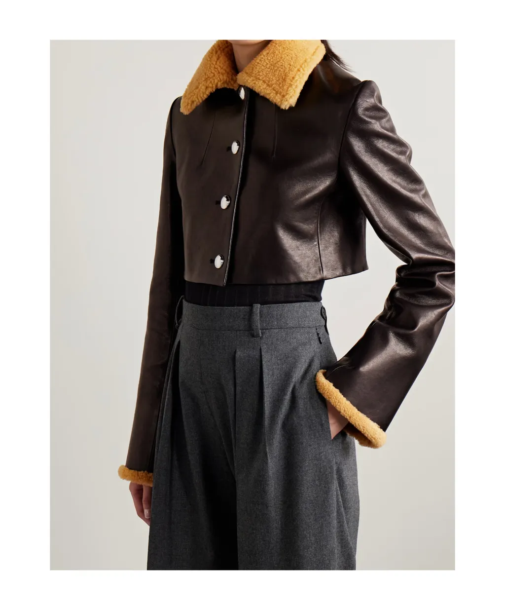 Jodie Shearling-Trim Button Jacket