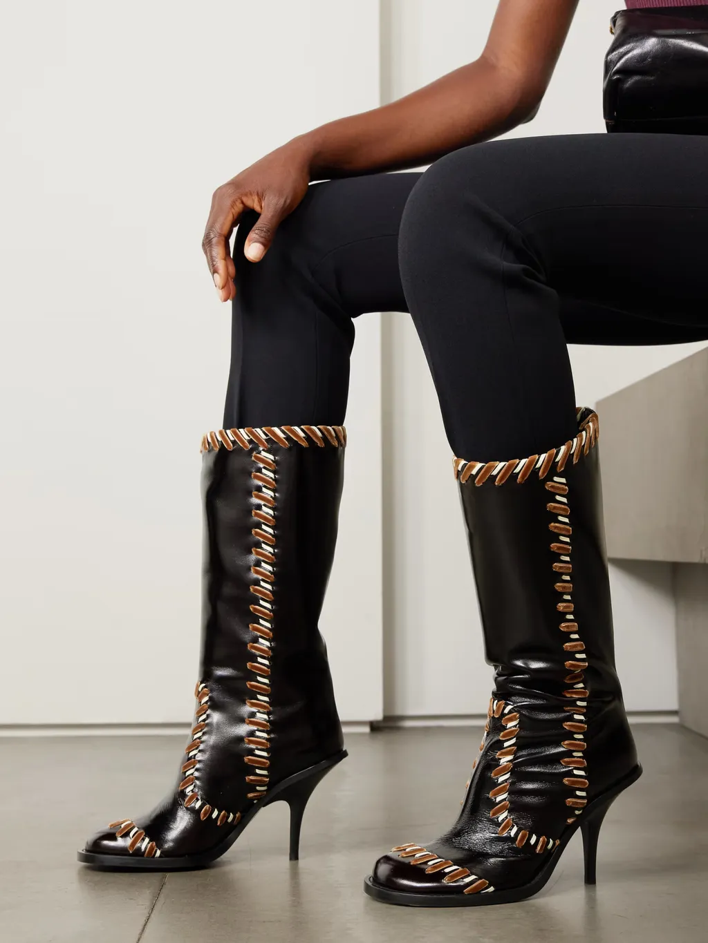 90Mm Leather Round-Toe Boots