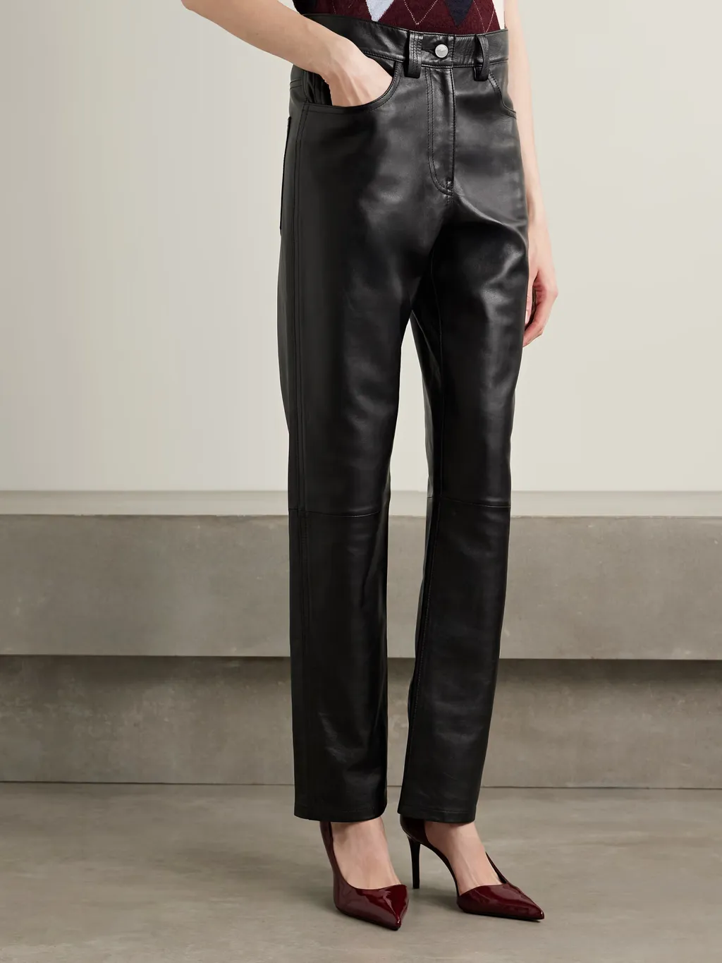 Panelled Leather Trousers