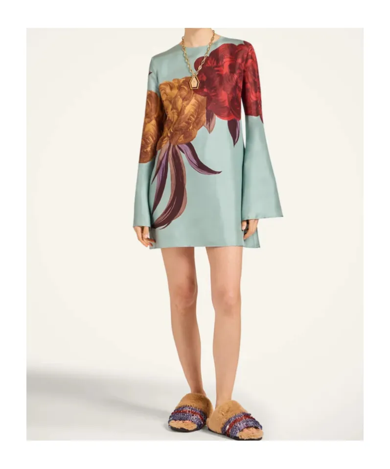 La Doublej Peony Print Mini Dress