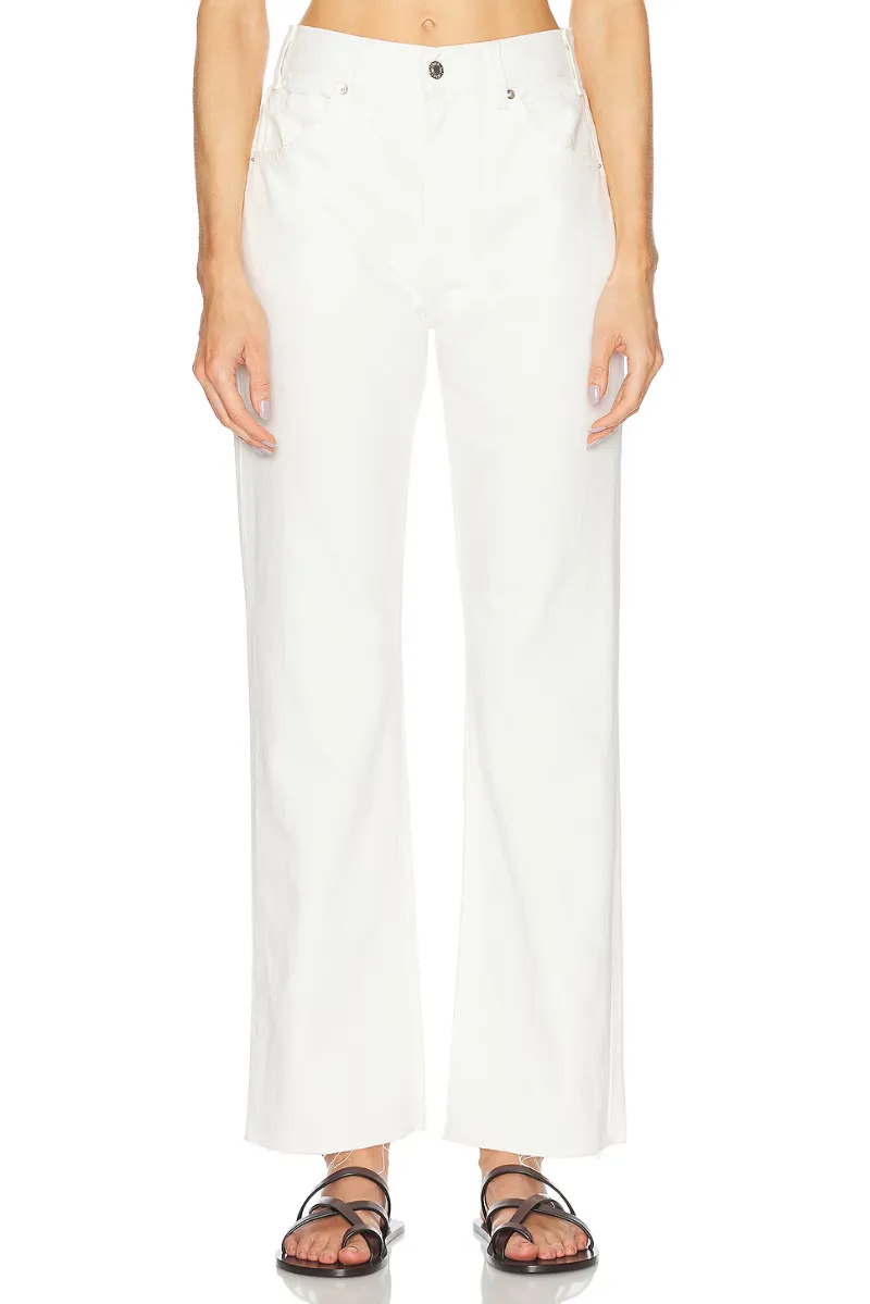 Calla Frayed High-Rise Straight-Leg Jeans