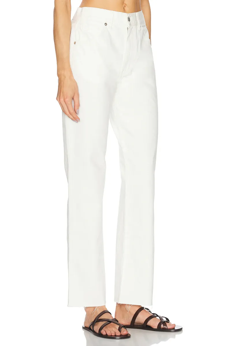 Calla Frayed High-Rise Straight-Leg Jeans