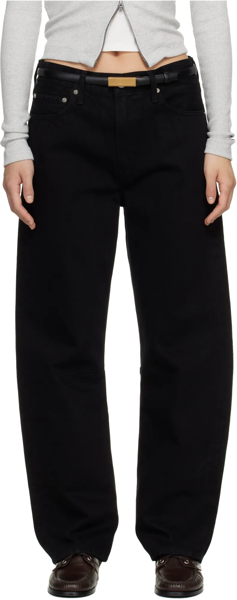 Miro Long Mid-Rise Barrel-Leg Jeans