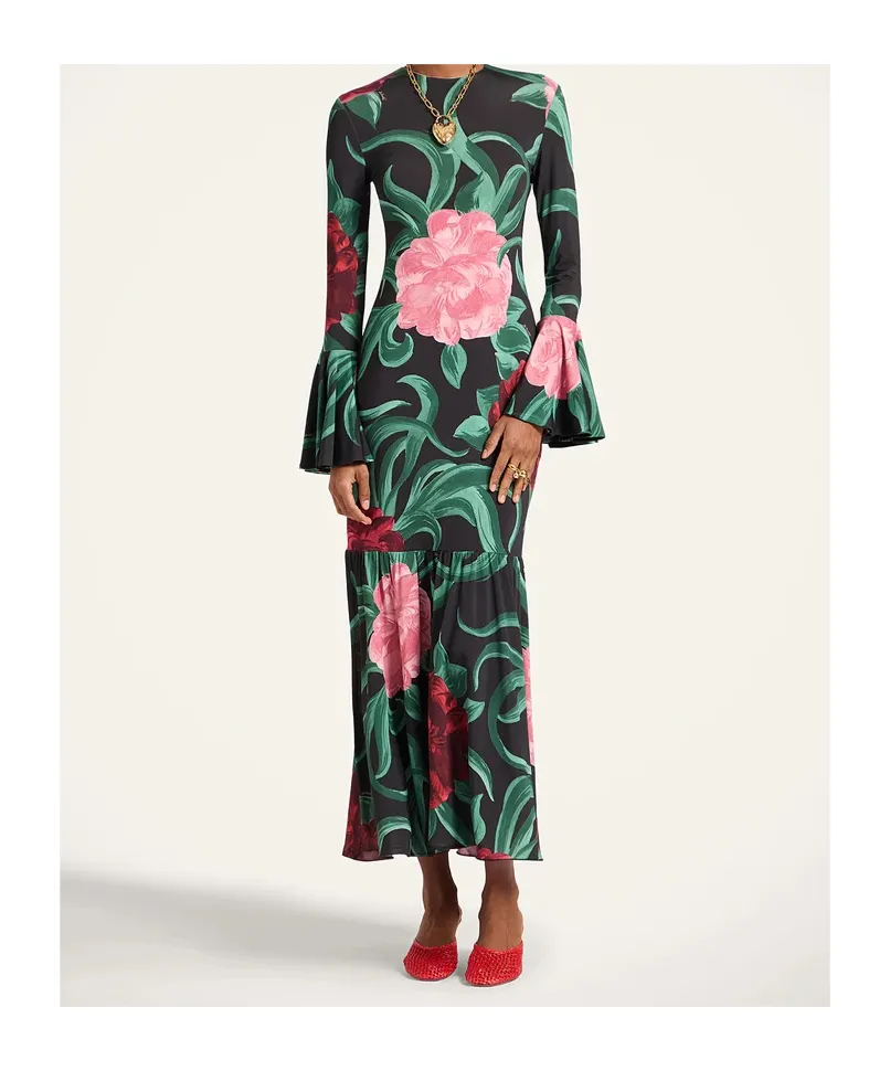 Alba Floral Ruffled Midi Dress