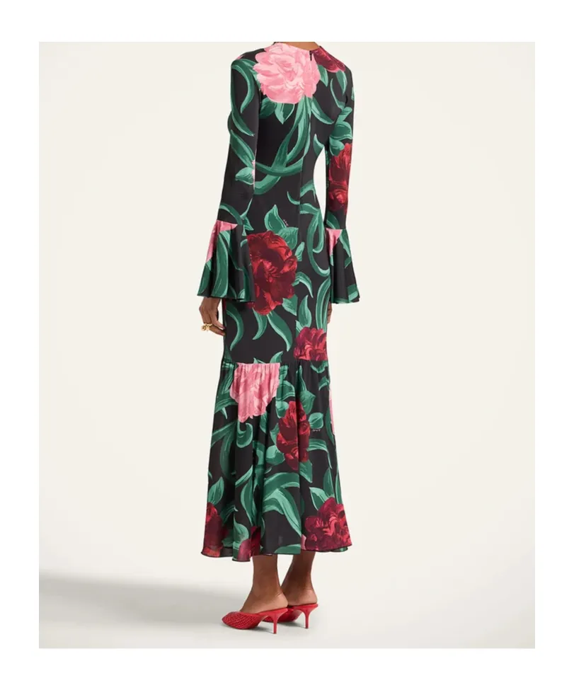 Alba Floral Ruffled Midi Dress