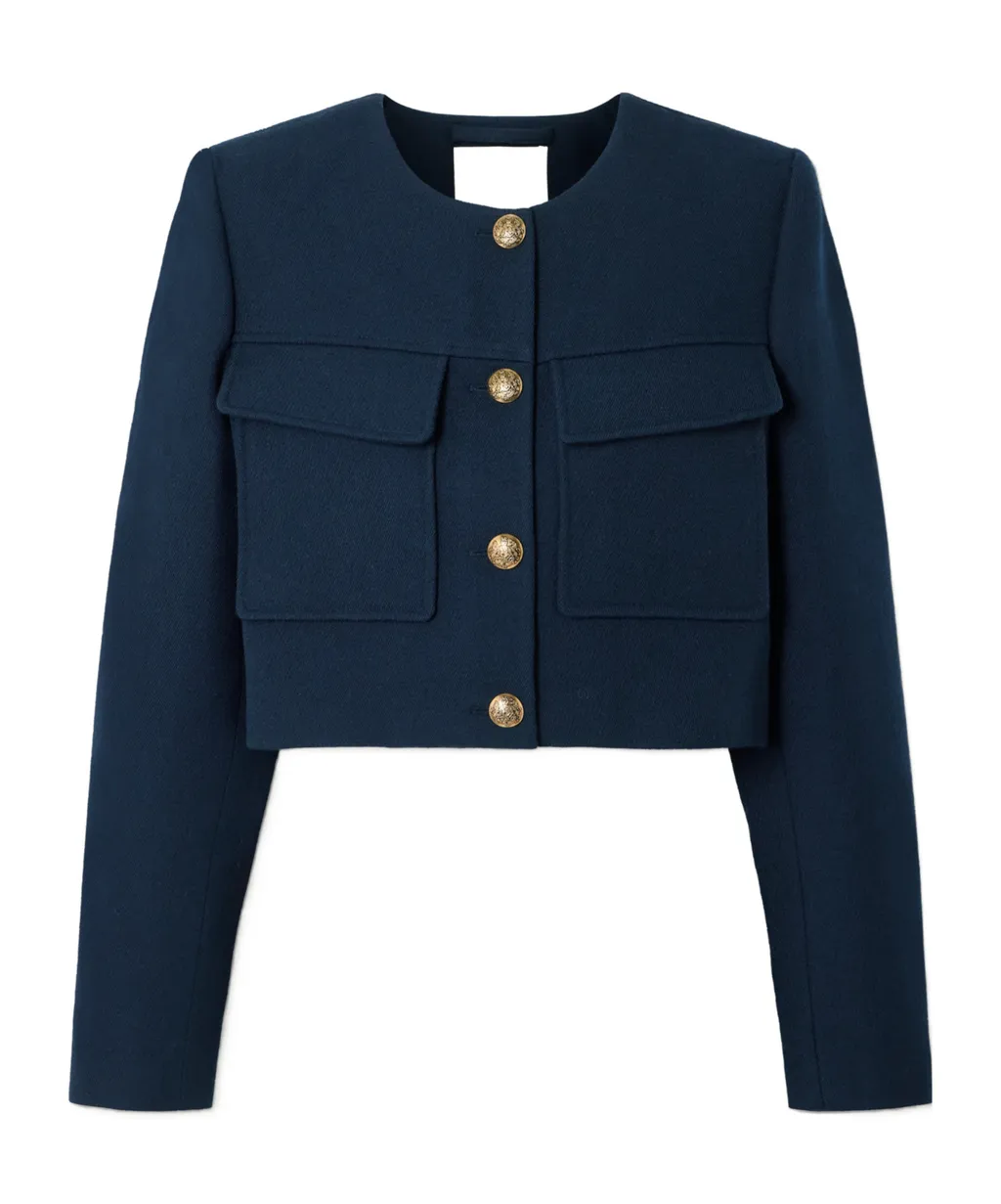 Long-Sleeved Crew Neck Jacket