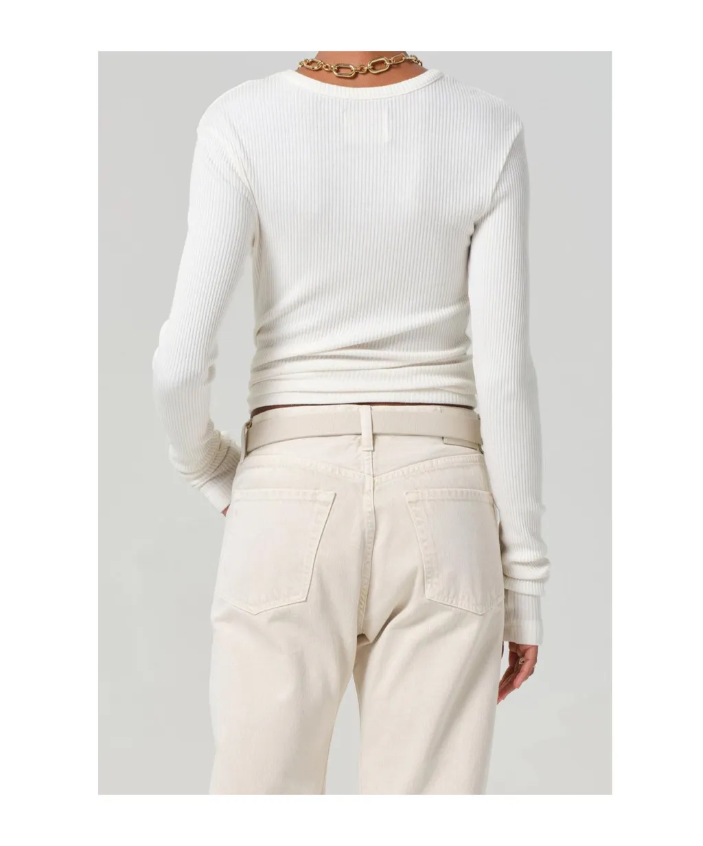 Bina Ribbed Stretch-Lyocell And Organic Cotton-Blend Top