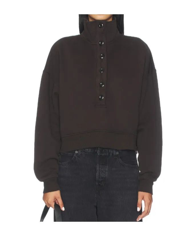 Long-Sleeved Button-Down Sweatshirt