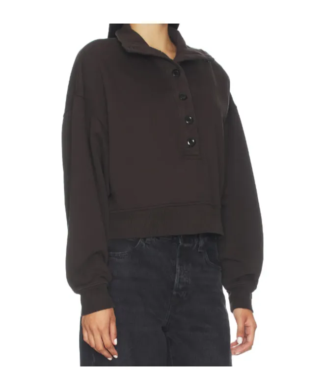 Long-Sleeved Button-Down Sweatshirt