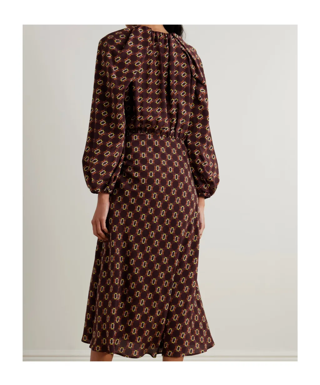 Printed Silk Crepe De Chine Wrap-Effect Midi Dress