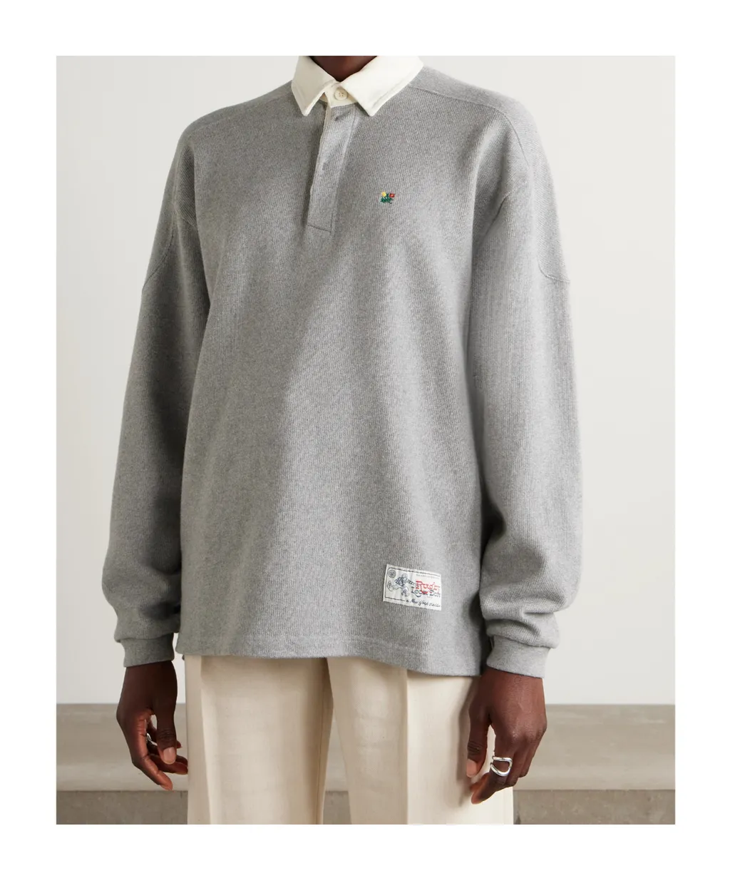 Crest Embroidered Ribbed Cotton Polo Shirt