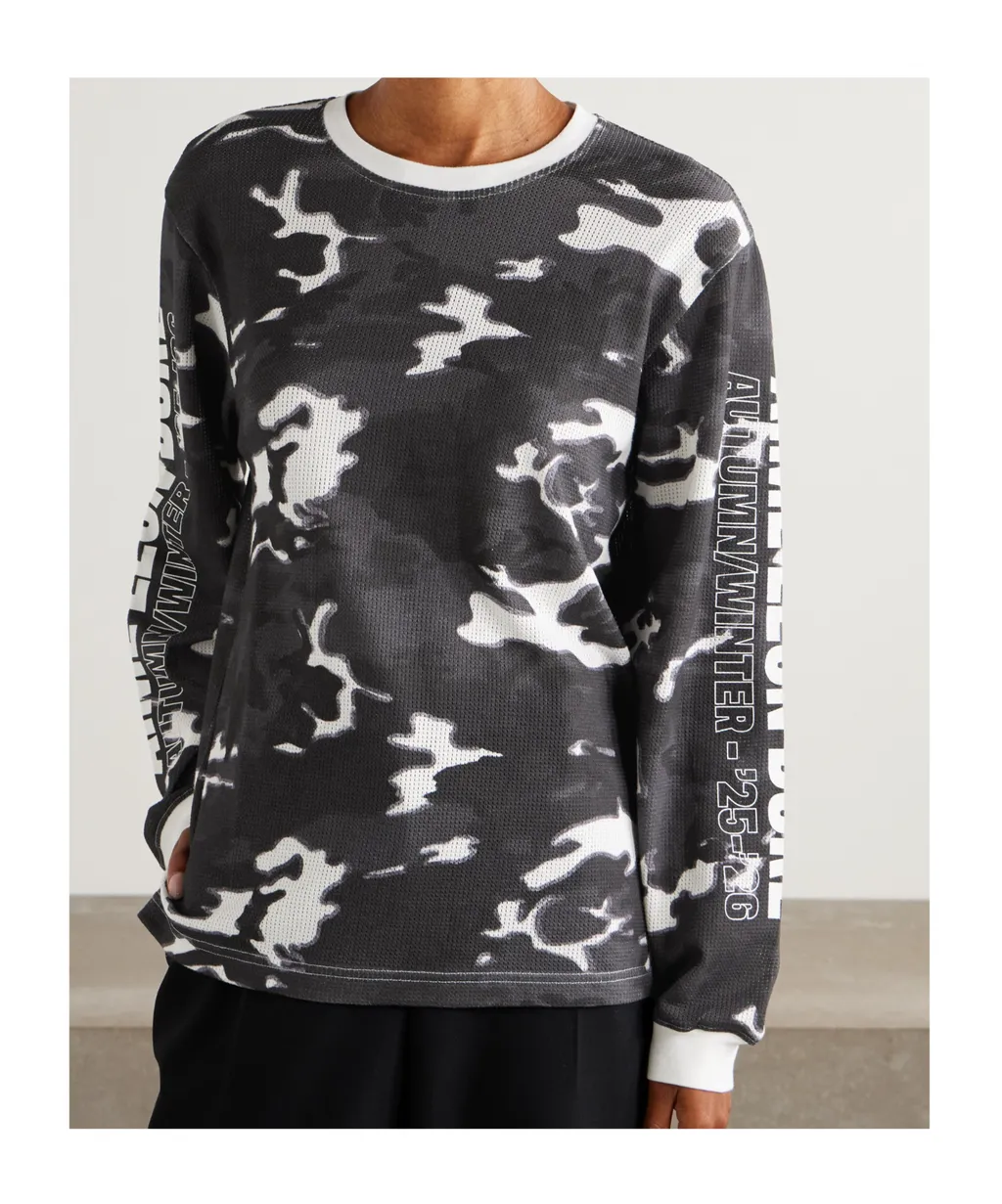 Camouflage-Print Cotton-Mesh T-Shirt