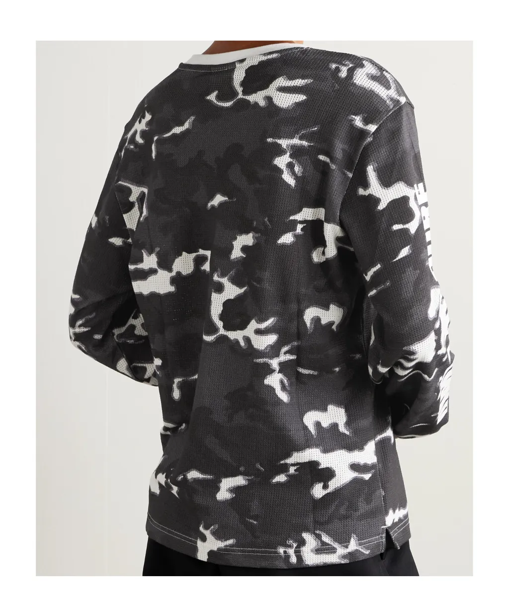 Camouflage-Print Cotton-Mesh T-Shirt
