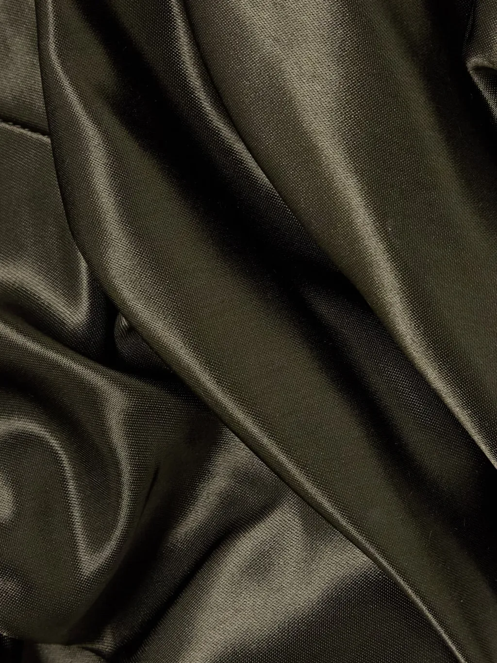 One-Shoulder Gathered Pleated Satin Midi Dress