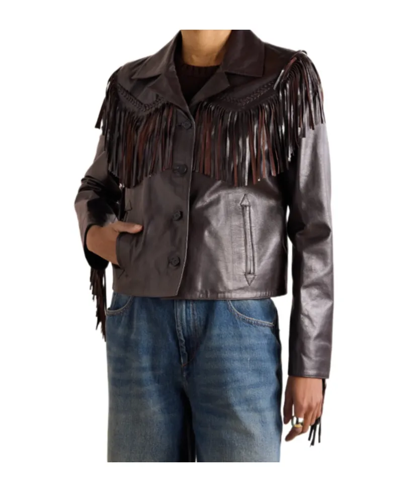 Long-Sleeved Leather Jacket