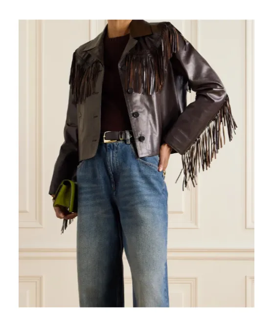 Long-Sleeved Leather Jacket