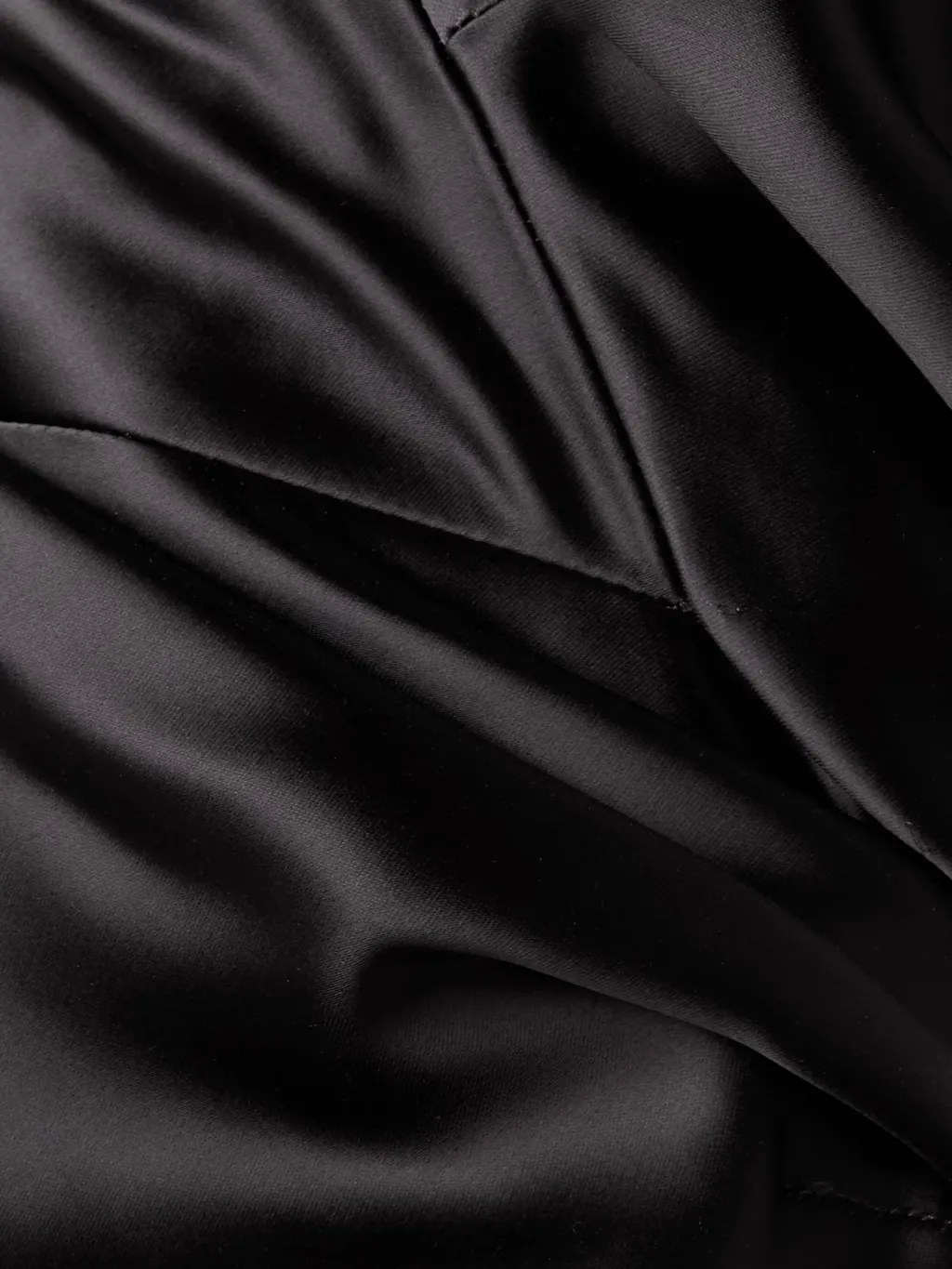 One-Shoulder Gathered Pleated Satin Midi Dress