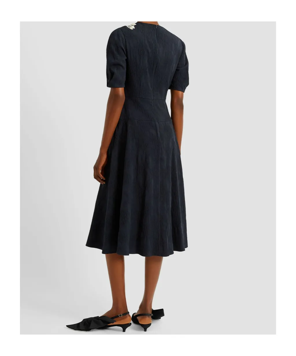 AppliquÉD Cotton-Blend Cloqué Midi Dress