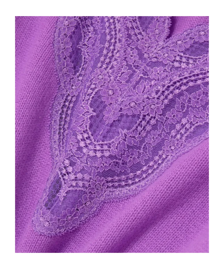 Lace-Trimmed Ribbed Sweater