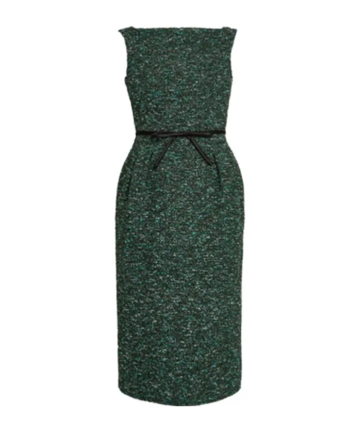 Bow-Detailed Bouclé-Tweed Midi Dress