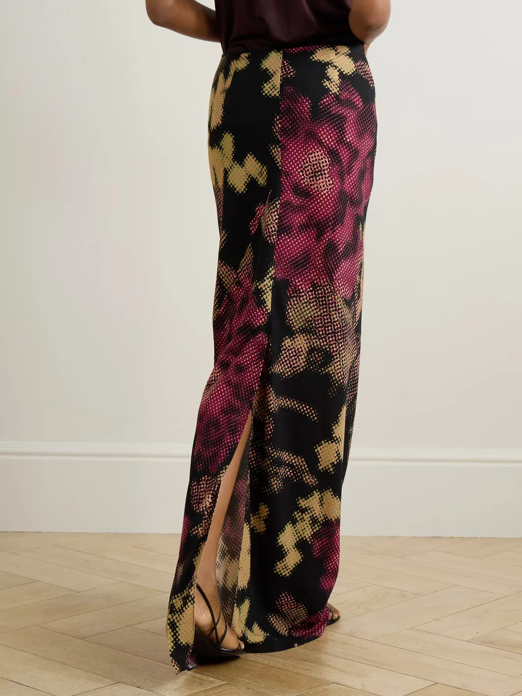 Floral-Print Crepe Maxi Skirt