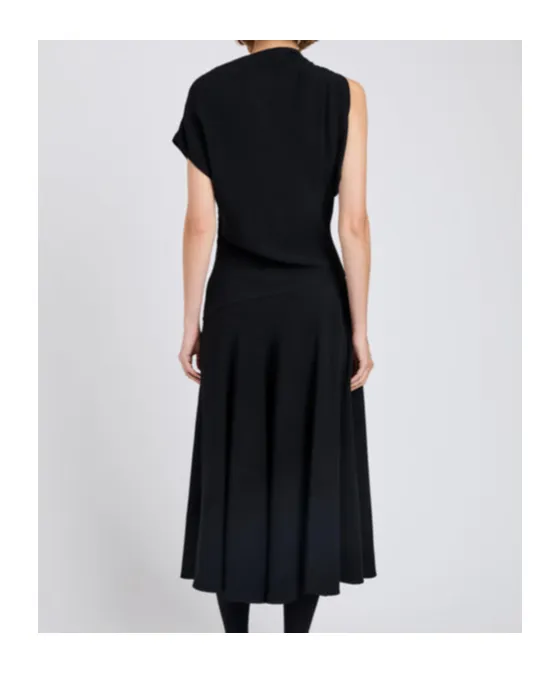 Draped One-Shoulder Midi Party Dress
