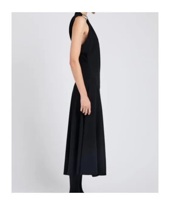 Draped One-Shoulder Midi Party Dress