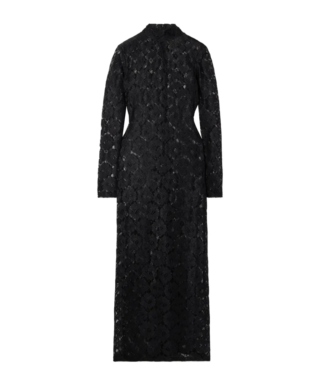 Floral Lace Maxi Turtleneck Dress