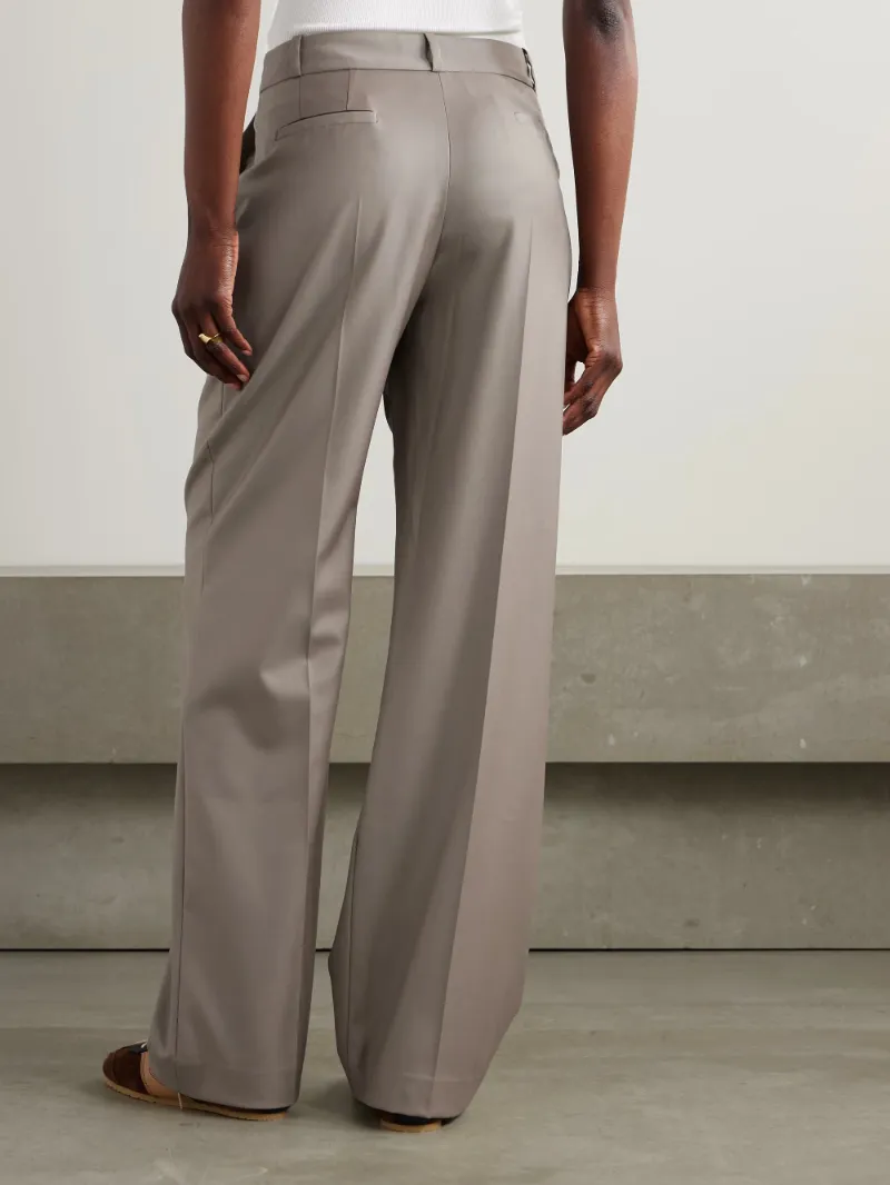 Sbiru Pleated Wool-Twill Straight-Leg Pants