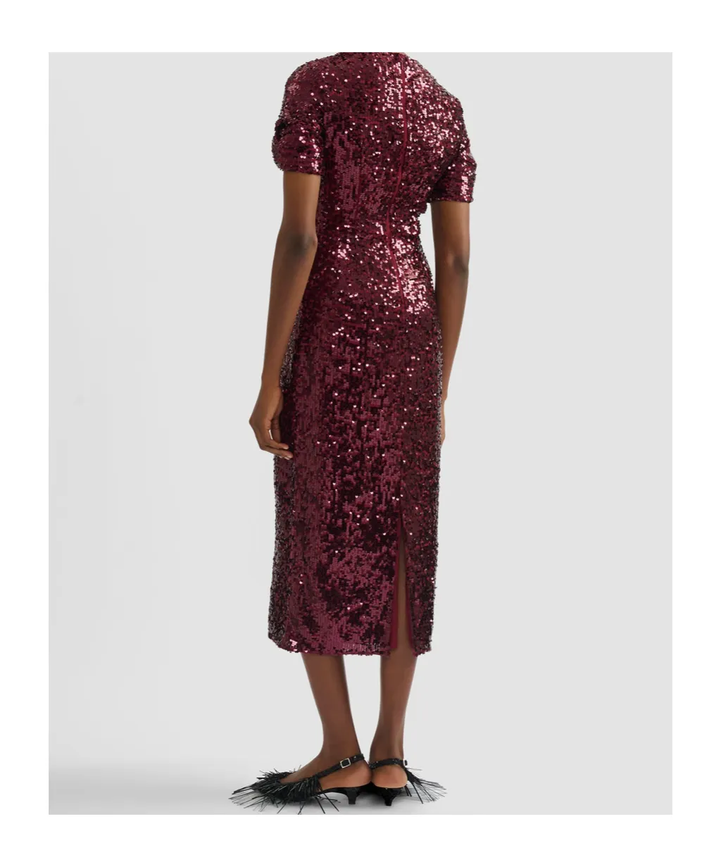 Embellished Sequined Georgette Midi Dress