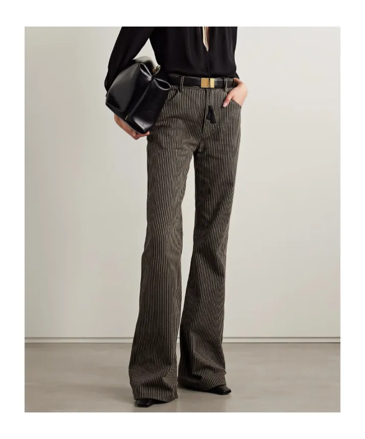 Roe Striped Cotton-Twill Flared Pants