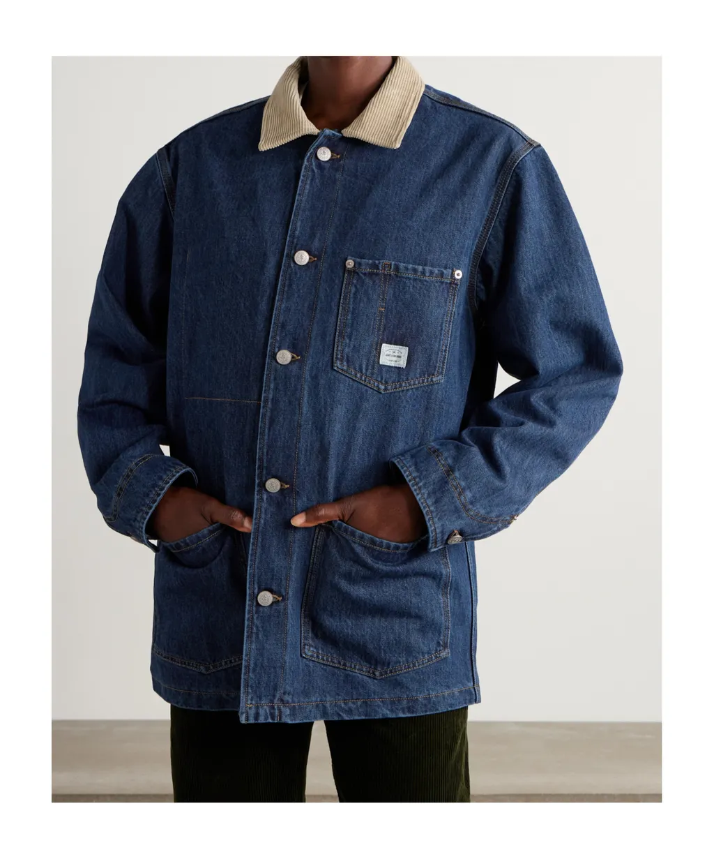 Corduroy-Trimmed Denim Jacket