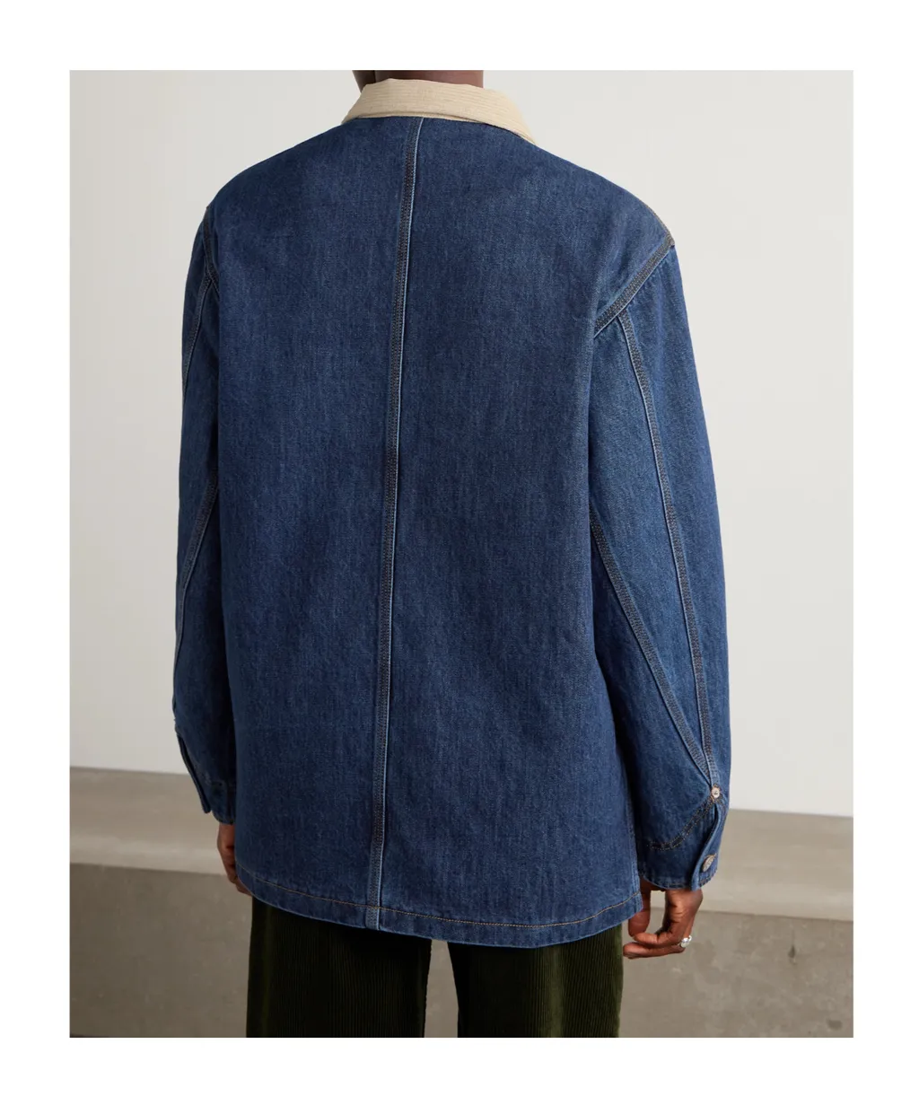Corduroy-Trimmed Denim Jacket